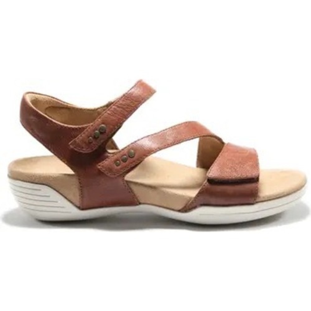 Halsa Footwear Denia Brown Leather Comfort Sandal Adjustable Strap Womens Size 7
